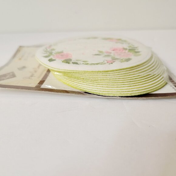 Vtg Paper Art Floral Roses Coasters 31/4 in Diameter Paper Art Company - Picture 3 of 4